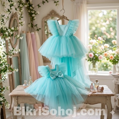 Baby Fluffy angel Dress Sky Blue
